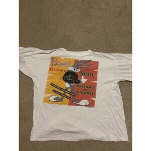 Vintage Bugs Bunny XL Tshirt Rebel Without A Carrot 1989 XL Boxy Fit Small Tear